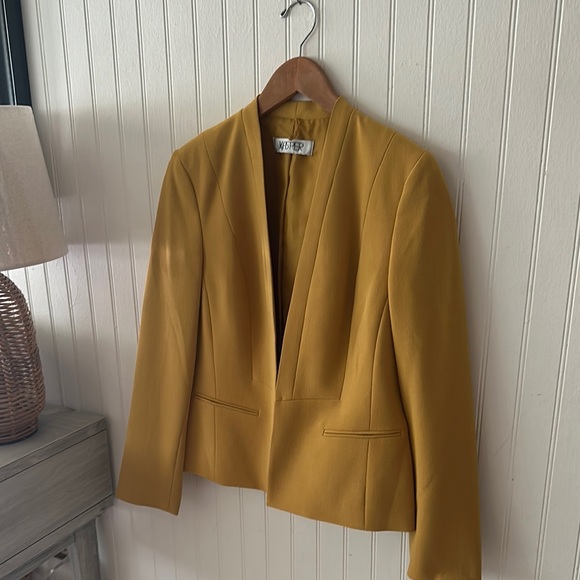 Kasper Yellow Mustard Minimalist Design Blazer sz M - Picture 5 of 15